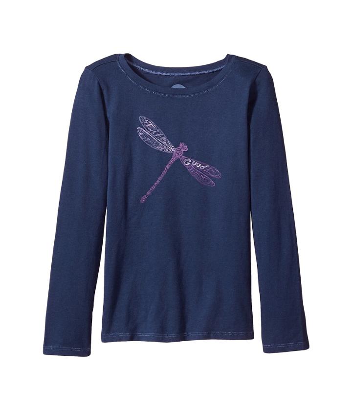 Life Is Good Kids - Dragonfly Pattern Long Sleeve Crusher Tee