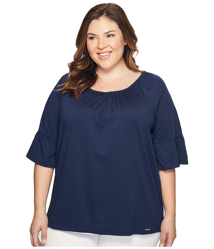 Michael Michael Kors - Plus Size Gathered Sleeve Peasant Top