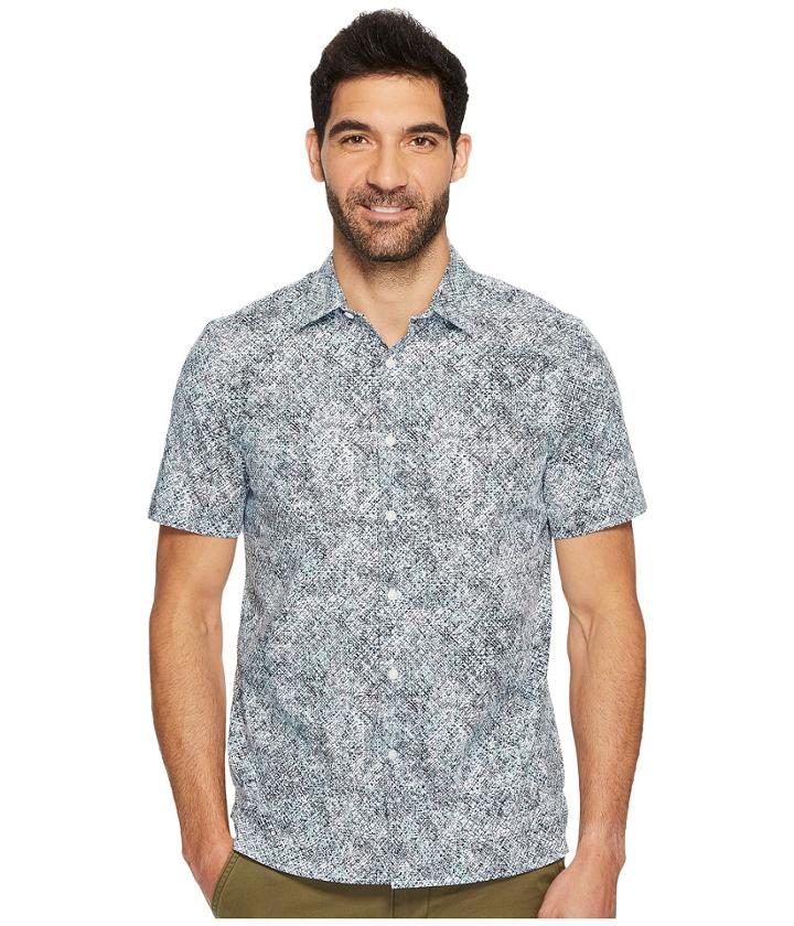 Perry Ellis - Short Sleeve Slim Fit Spackle Print Button Down Shirt
