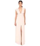 Halston Heritage - Sleeveless V-neck Jersey Gown With Wrap Tie Front Slit