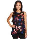Vince Camuto Specialty Size - Petite Sleeveless Ballard Floral High-low Hem Blouse
