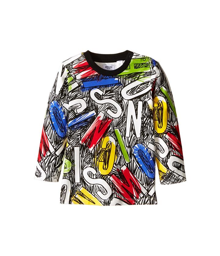 Moschino Kids - Long Sleeve Tee W/ All Over Letters And Scribbles