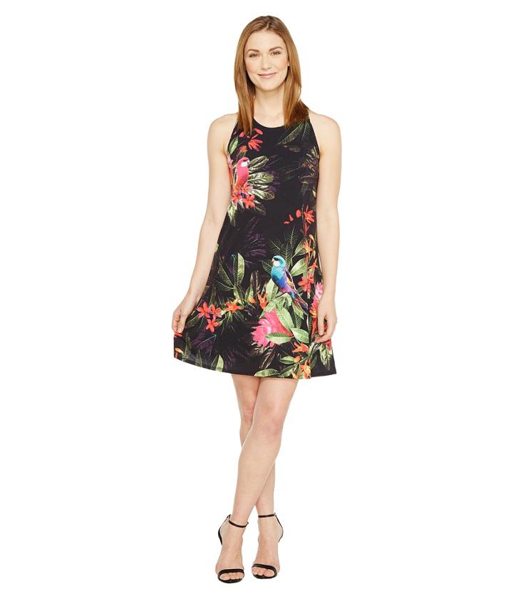 Cece - Twist Back Jungle Parakeet Halter Dress