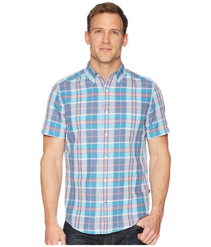 Nautica - Short Sleeve Linen Plaid Shirt
