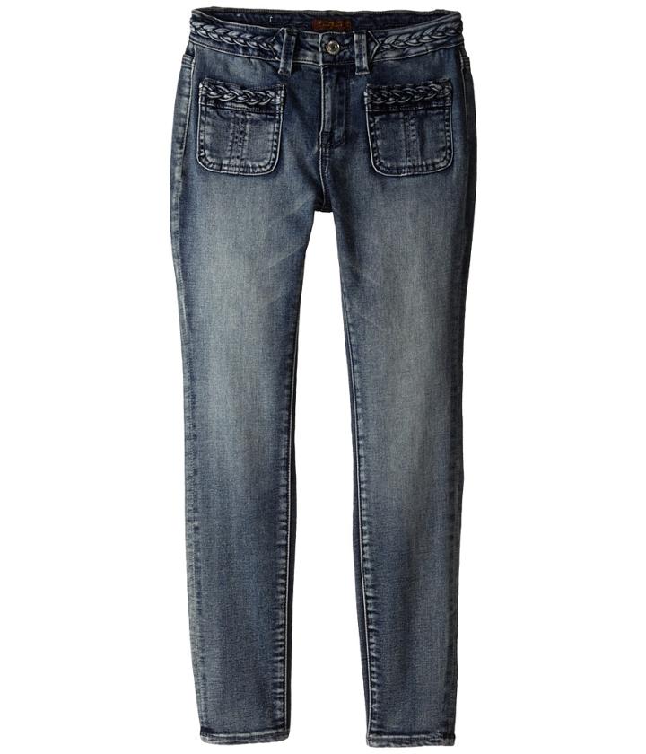 7 For All Mankind Kids - The Skinny Braided Four-pocket Jeans In True Heritage Blue