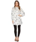 Catherine Catherine Malandrino - Joelle Button Up 3/4 Sleeve Large Peplum Hem Top