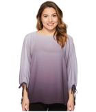 Vince Camuto Specialty Size - Petite Long Sleeve Ombre Echo Tie Cuff Blouse