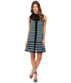 M Missoni - Topstitch Knit Sleeveless Dress W/ Drop Waist Ruffle