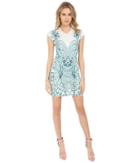 Just Cavalli - Fitted Printed Jersey Short Sleeve Dress Peacock Print
