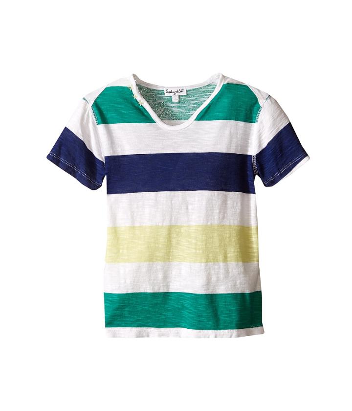 Splendid Littles - Printed Stripe Notch Neck Tee