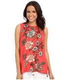 Vince Camuto - Sleeveless Top W/ Floral Portrait Woven Front