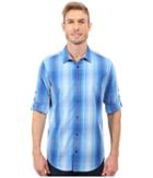 Calvin Klein - Long Sleeve Roll-up Cotton Tencel Woven Optic Plaid