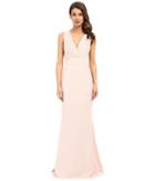Badgley Mischka - Foil Crepe V-neck Dress