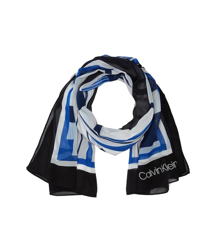 Calvin Klein - Grids And Stripes Chiffon Scarf