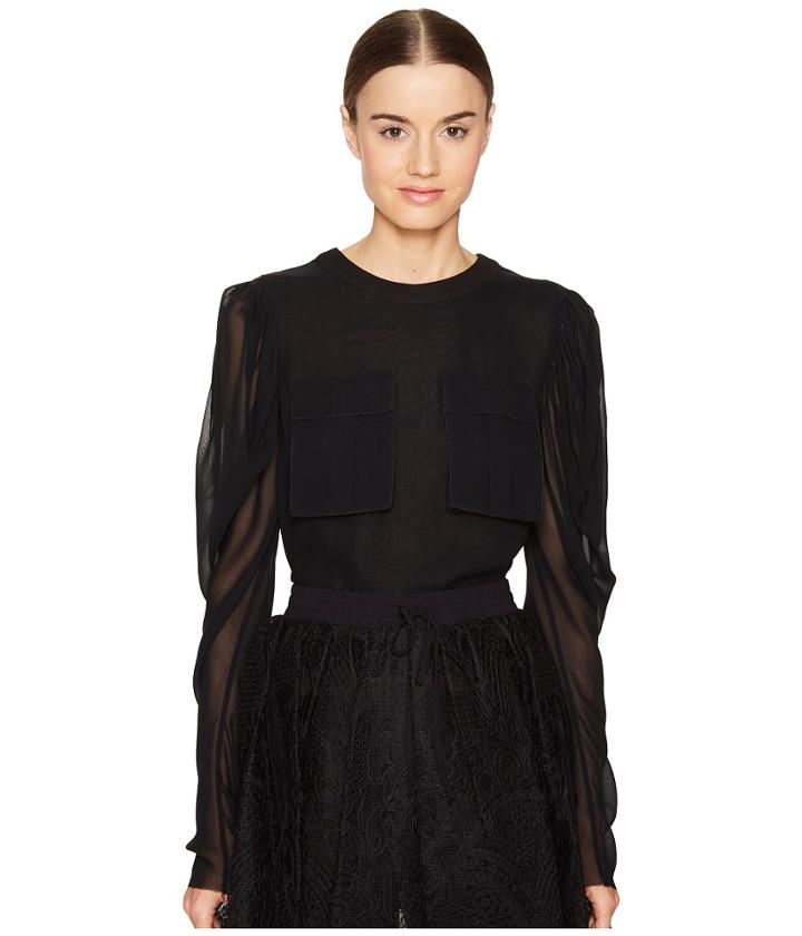 Vera Wang - Long Sleeve Blouse With Patch Pocket