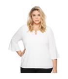 Calvin Klein Plus - Plus Size Ruffle Sleeve Top With Bar Hardware
