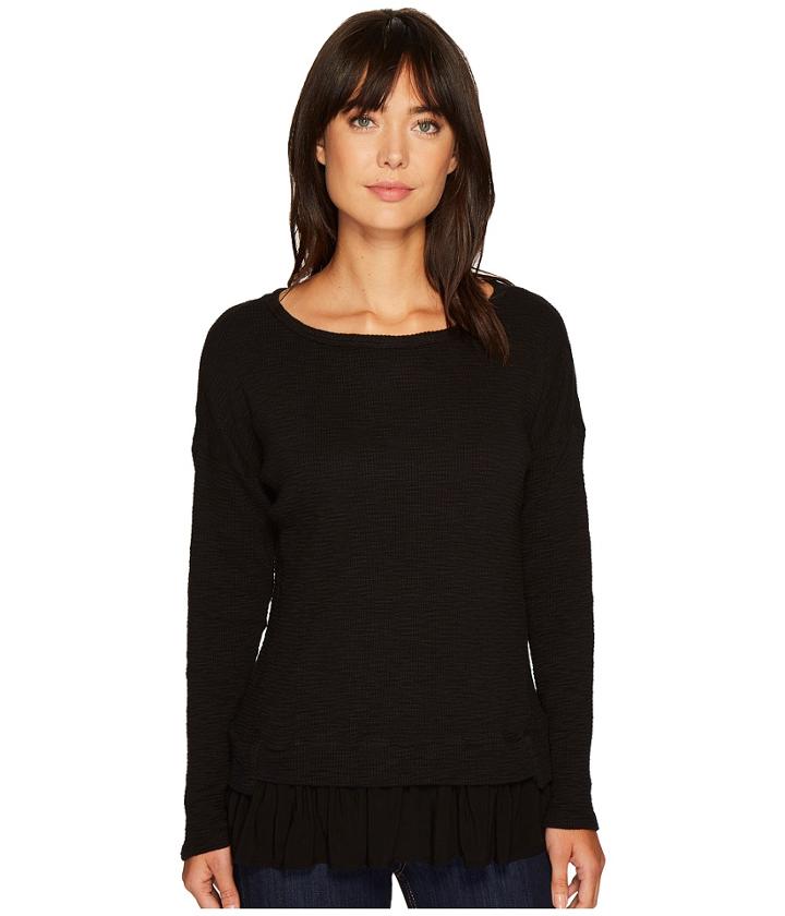 Mod-o-doc - Vintage Slub Thermal Boxy Pullover With Contrast Hem