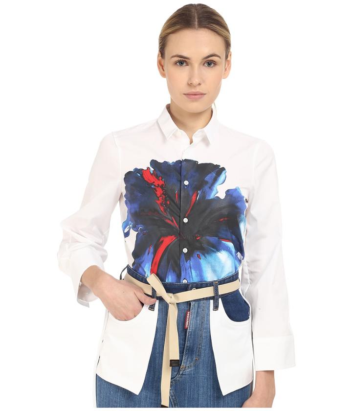 Dsquared2 - Cotton Poplin Hibiscus Long Sleeves Shirt
