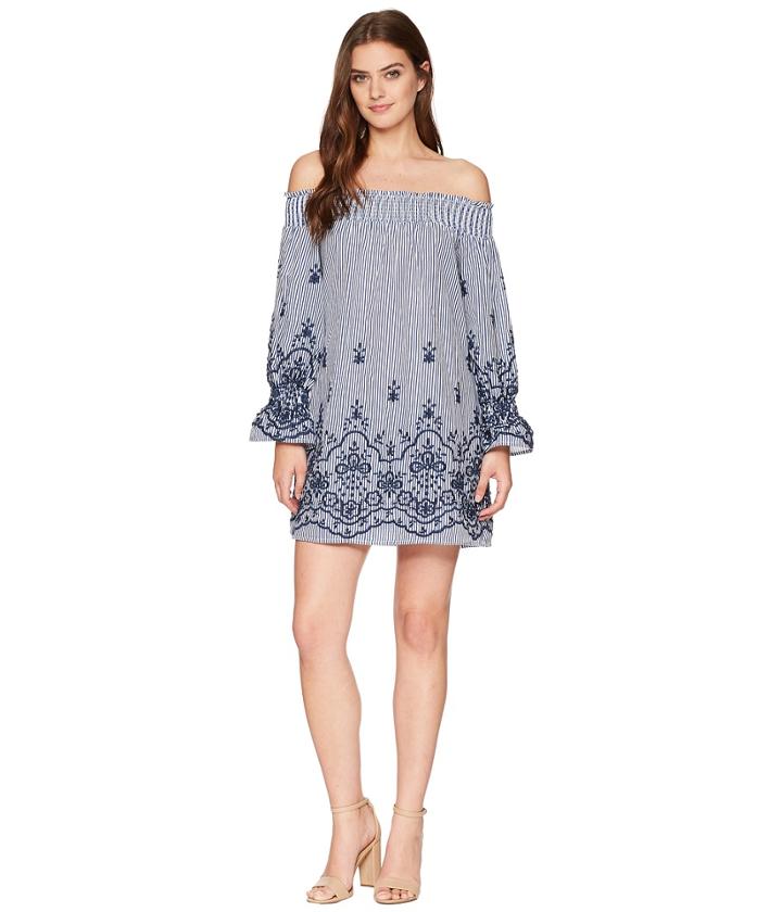 Bishop + Young - Stripe Bare Off Shoulder Dress