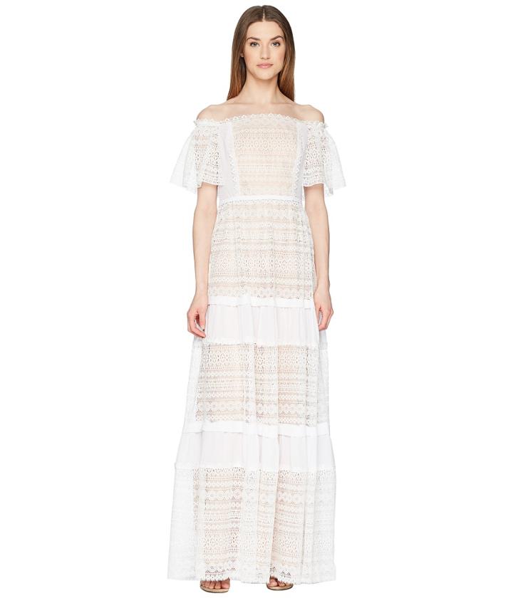 Ml Monique Lhuillier - Off The Shoulder Lace Maxi Dress