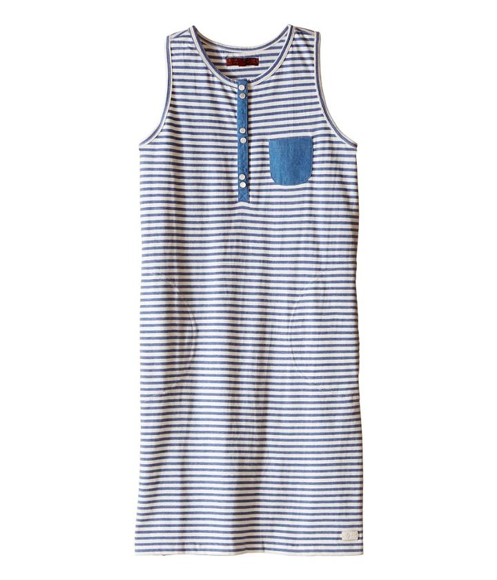 7 For All Mankind Kids - Slub Jersey Henley Tank Dress With Chambray