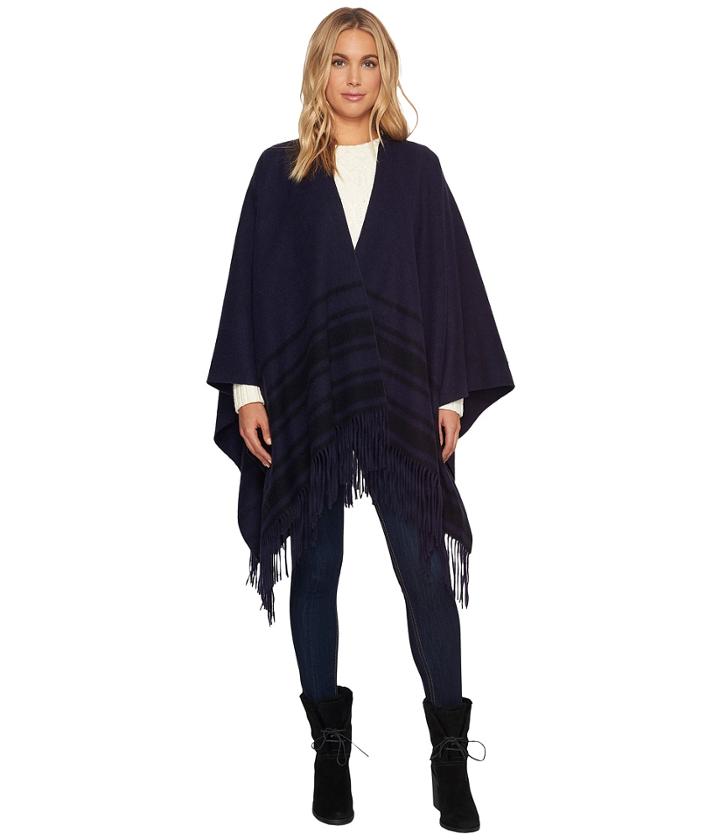 Ugg - Blanket Stitch Stripe Poncho With Trim