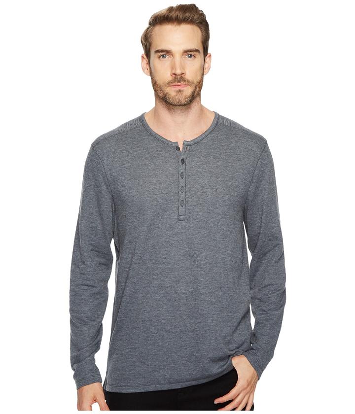 John Varvatos Star U.s.a. - Long Sleeve Henley W/ Coverstitch Detail K3459t4b