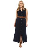 Michael Michael Kors - Plus Size Matte Jersey Sleeveless Maxi Shirtdress