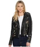 Blank Nyc - Studded Floral Embroidered Moto Jacket In Budding Romance