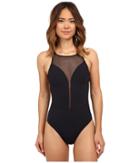 Bleu Rod Beattie - Net Worth High Neck Mesh Plunge One-piece