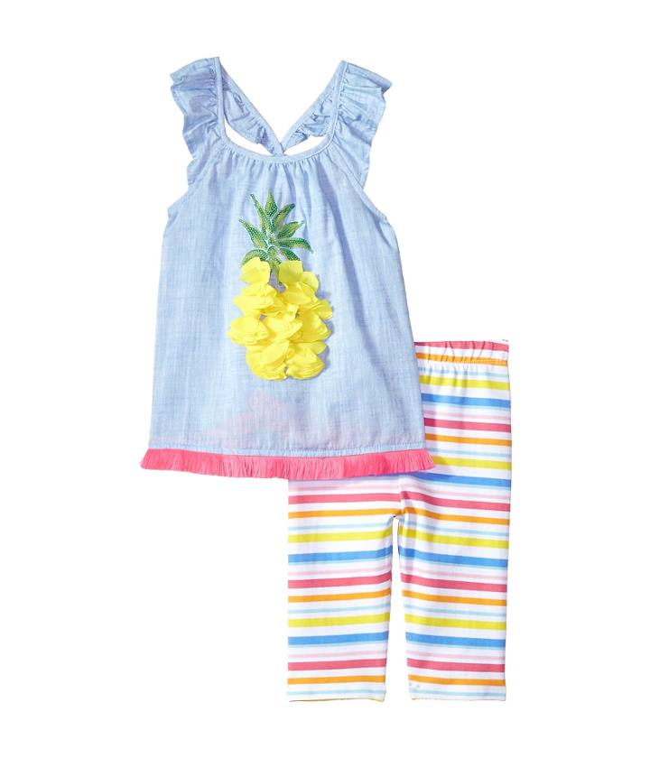 Mud Pie - Pineapple Ruffle Tunic Capris Two-piece Set