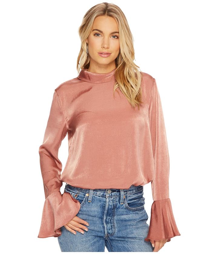 J.o.a. - Mock Neck Bell Sleeve Top