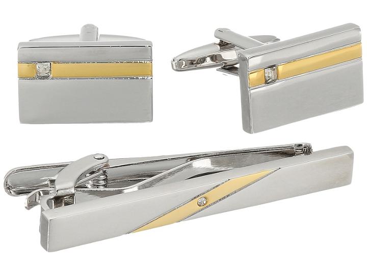 Stacy Adams - Set Silver With Gold Strip And Diamond