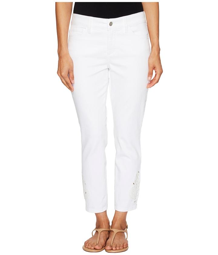 Nydj Petite - Petite Alina Ankle With Eyelet Embroidery In Optic White