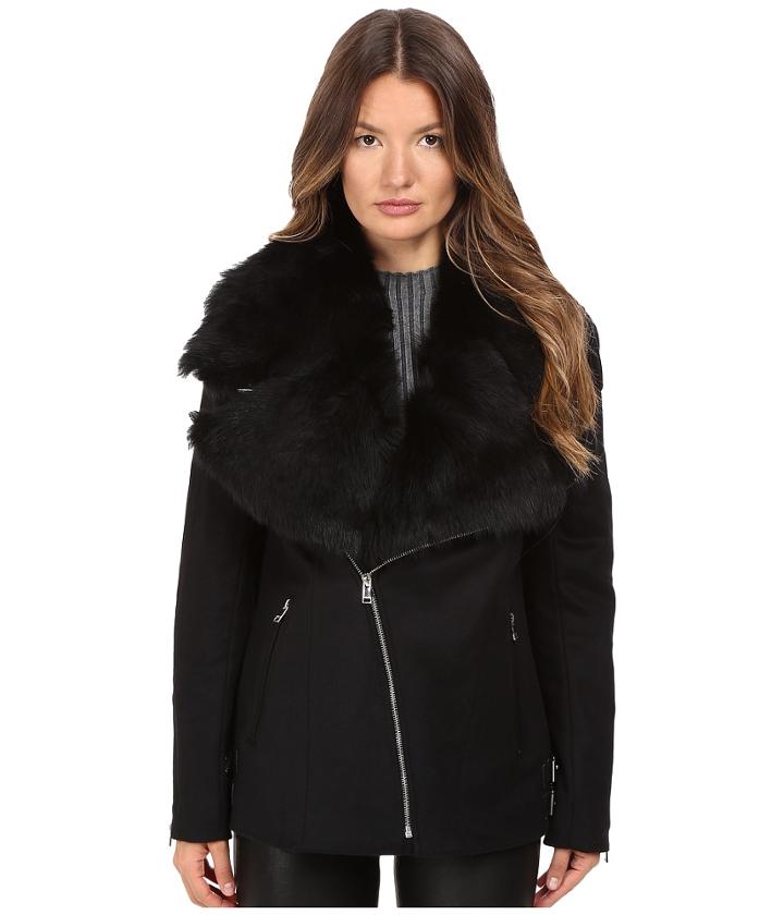 Lamarque - Kiri Biker Coat W/ Detachable Shearling Collar