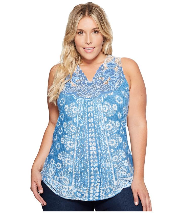 Lucky Brand - Plus Size Floral Lace Yoke Tank Top