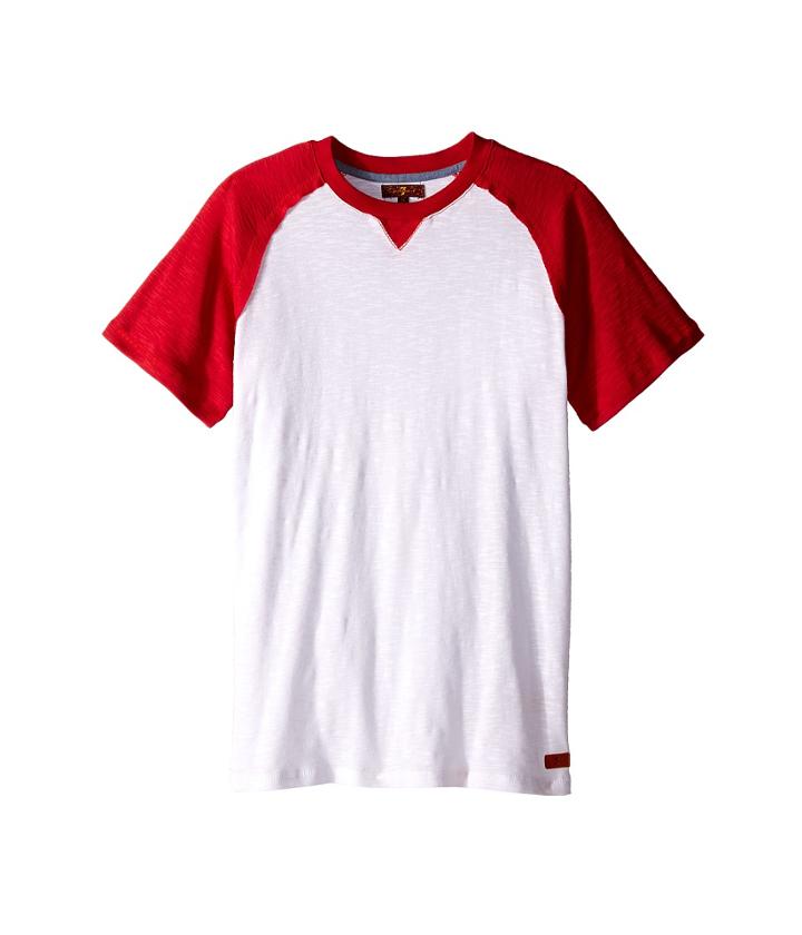 7 For All Mankind Kids - Short Sleeve Crew Neck Slub Jersey Baseball T-shirt