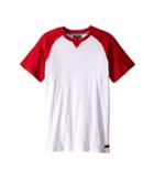 7 For All Mankind Kids - Short Sleeve Crew Neck Slub Jersey Baseball T-shirt