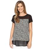 Vince Camuto - Short Sleeve Shadow Forms Mix Media Top
