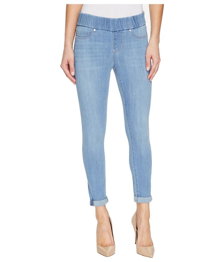 Liverpool - Sienna Pull-on Rolled-cuff Crop In Silky Soft Denim In Normandie Light
