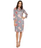 Nally &amp; Millie - Black/white Stripe Floral Dress