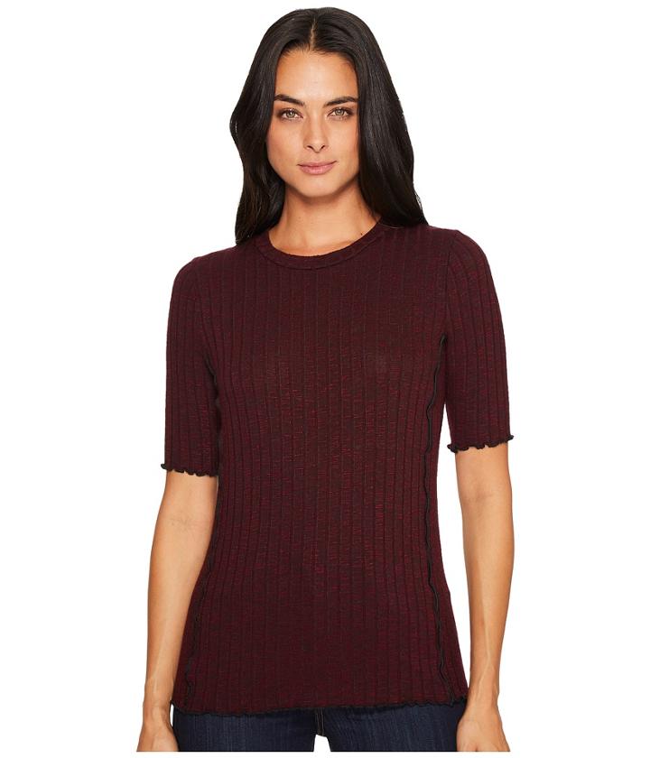 Michael Stars - Jasper Poor Boy Rib Round Neck Elbow Sleeve Lettuce Tee