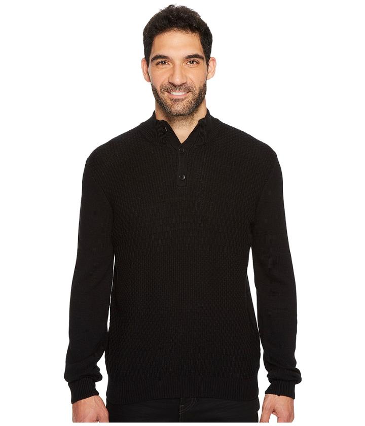 Perry Ellis - Solid Textured Mock Neck Sweater