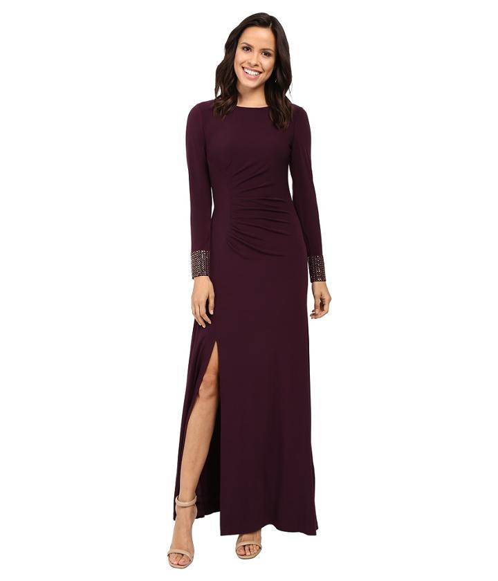 Calvin Klein - Front Ruched Gown With Beading On Cuff Cd6b1694
