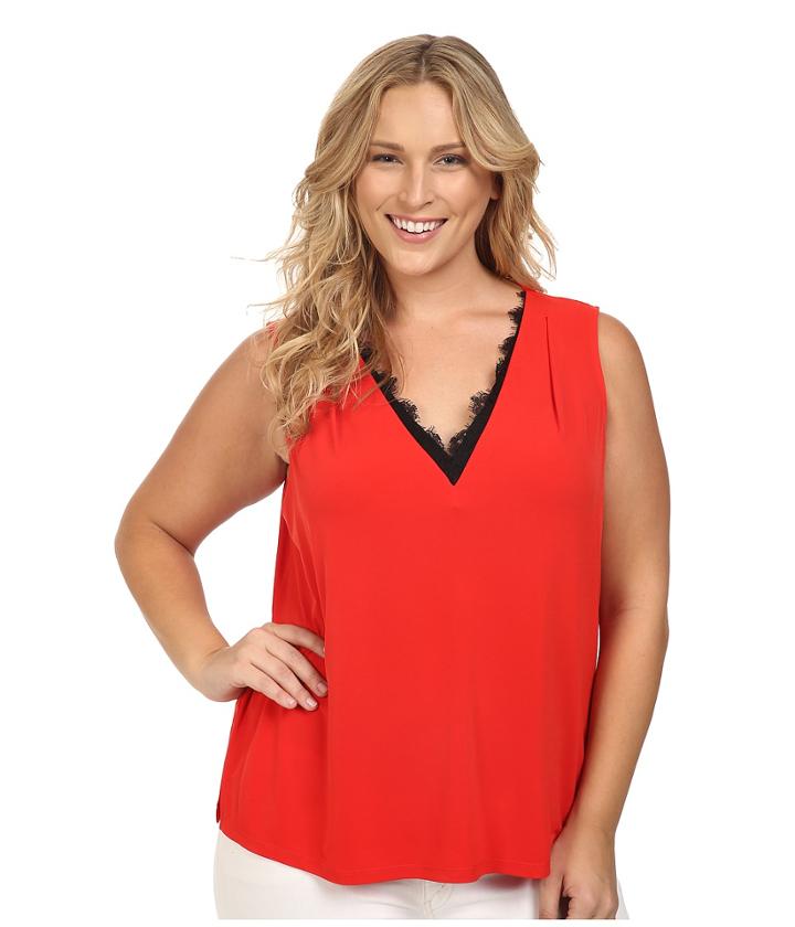 Calvin Klein Plus - Plus Size Sleeveless Top W/ Lace Trim