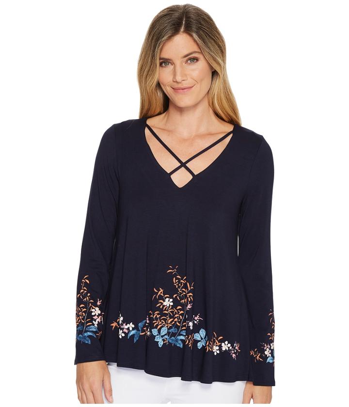 Karen Kane - Criss-cross Floral Print Top