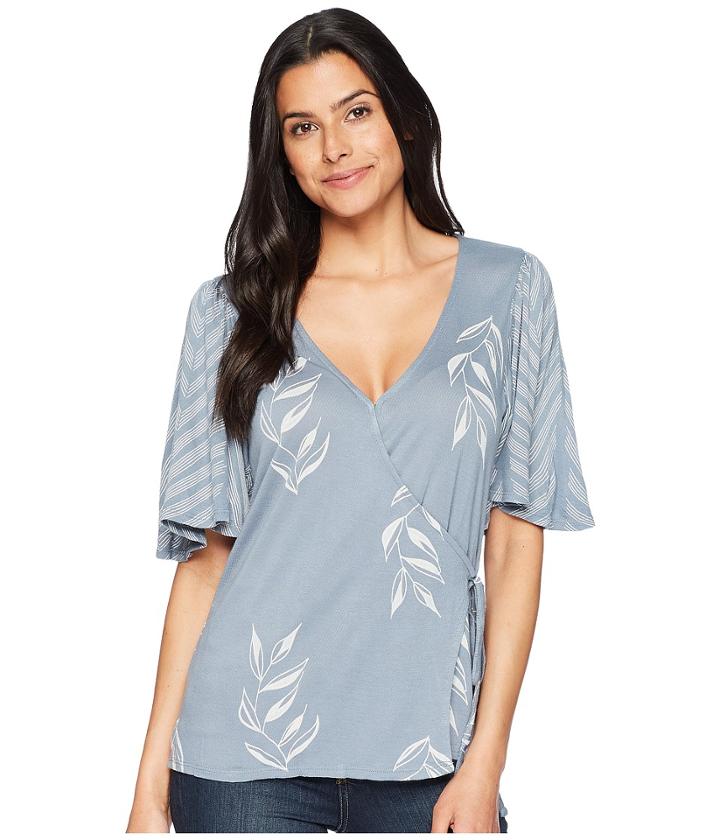 Lucky Brand - Leaf Print Wrap Top