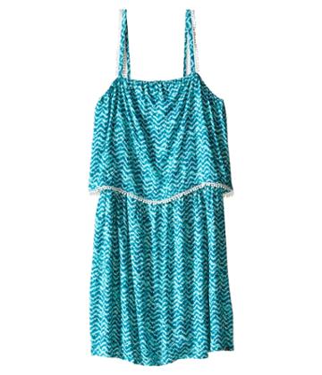 Ikks - Tropical Print Dress With Thin Straps Top Ruffle With Fringe Detail