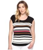 Calvin Klein Plus - Plus Size Cap Sleeve Print Top With Zipper