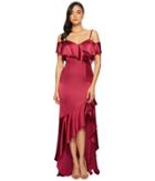 Adrianna Papell - Ruffled Satin High-low Gown